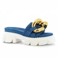 Klapki i japonki damskie - Niebieskie klapki na platformie CARINII - Carinii - miniaturka - grafika 1