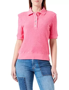 Bluzy damskie - Love Moschino Damska bluza o regularnym kroju z krótkim rękawem, fuksja, 48, Fuchsia - grafika 1