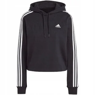Bluza damska adidas Essentials 3-Stripes French Terry Crop Hoodie czarna IC - Bluzy damskie - miniaturka - grafika 1