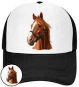 Czapki i chusty sportowe męskie - CZAPKA Z DASZKIEM KONIE KOŃ DLA DZIECI SIATKA CZARNA BEJSBOLÓWKA - miniaturka - grafika 1
