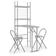 Stoły z krzesłami - vidaXL 3-cz. zestaw składanych mebli z regałem do jadalni, MDF i stal - miniaturka - grafika 1