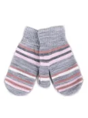 Rękawiczki dla dzieci - Rękawiczki Dziewczęce Jednopalczaste Dwuwarstwowe W Paski 12 Cm - miniaturka - grafika 1