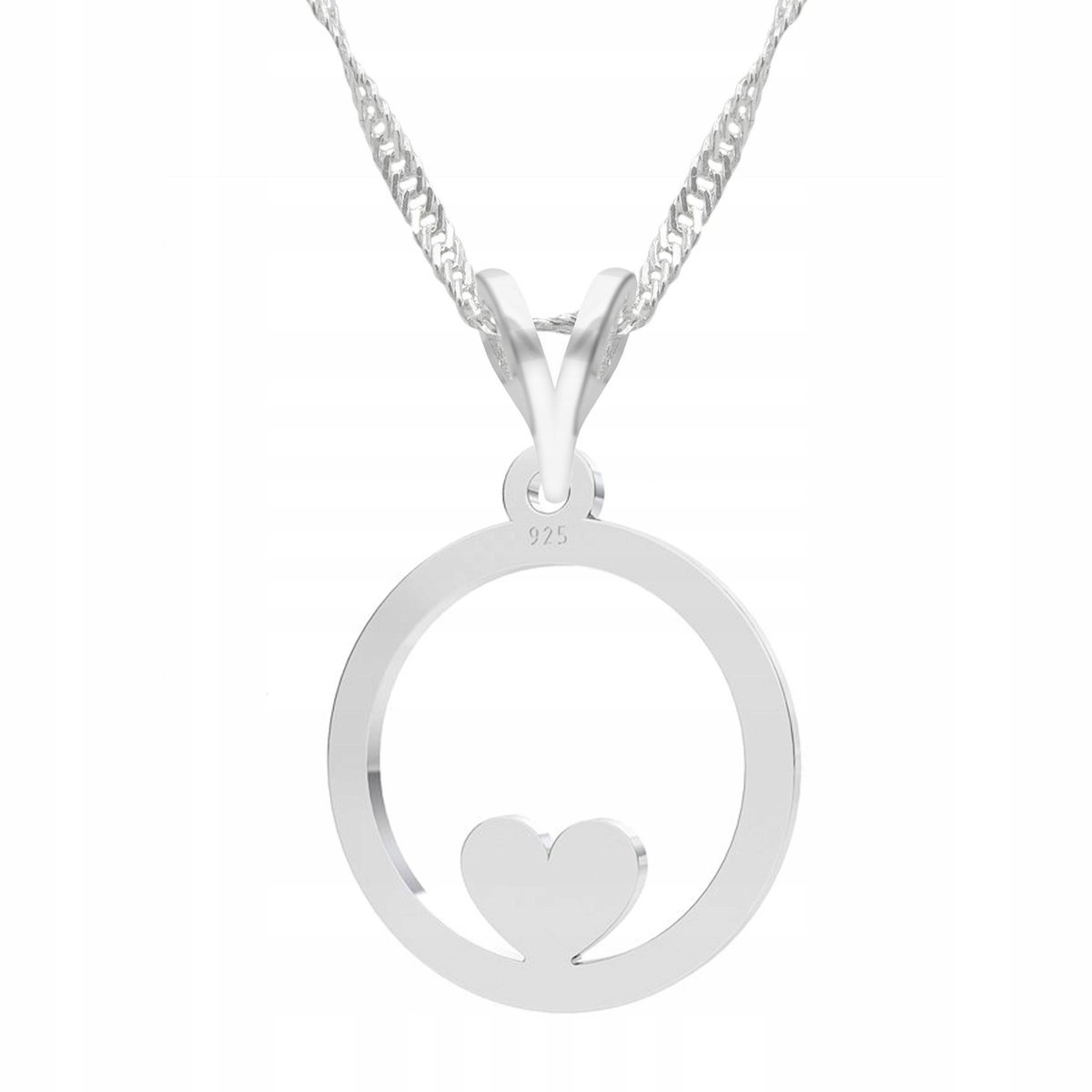 Naszyjnik Srebrny Kocham Cię Serduszko Love Heart Koło SREBRO 925