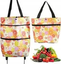 Składana torba 2w1 z KÓŁKAMI Idealna na zakupy w podróży kemping NA PREZENT - Torby i wózki na zakupy - miniaturka - grafika 1