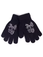 Rękawiczki - Rękawiczki dziewczęce pięciopalczaste czarne jelonek 14 cm YOCLUB - miniaturka - grafika 1