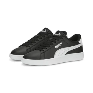 Młodzieżowe skórzane sneakersy Smash 3.0 PUMA Black White - Buty trekkingowe dziecięce - miniaturka - grafika 1