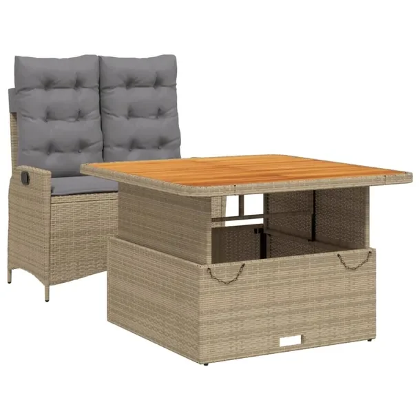 Zestaw mebli ogrodowych rattan PE beżowy 104x59x93/104x86x83cm