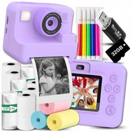 Aparaty natychmiastowe - Aparat natychmiastowy cyfrowy dla dzieci z drukarką drukuś + 11 rolek karta - miniaturka - grafika 1