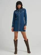 Koszule damskie - camicie donna wrangler 112370805 piped shirt blue reviere - miniaturka - grafika 1
