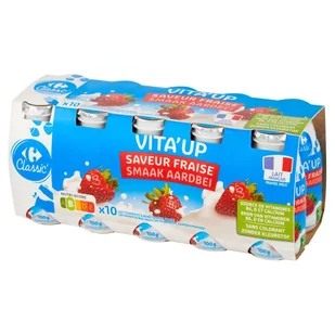 Carrefour Classic Fermentowany napój mleczny do picia o smaku truskawkowym 1 kg (10 x 100 g) - Kefiry, jogurty, maślanki - miniaturka - grafika 1