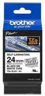 Taśmy do drukarek barwiące - Taśma Brother samolaminująca 24mm x 8m czarny nadruk/białe tło - miniaturka - grafika 1