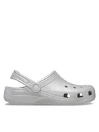 Klapki i japonki damskie - Crocs Klapki Classic Glitter Clog 205942 Srebrny - miniaturka - grafika 1