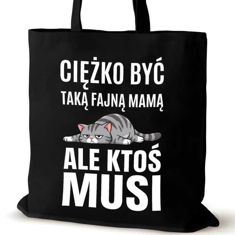 Torba bawełniana czarna dla MAMY na ramię zakupowa napisem śmieszna