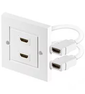 Adaptery i przejściówki - MicroConnect HDMI wall socket 2 port white HDMWALL2 - miniaturka - grafika 1