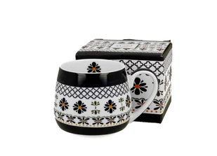 Kubek do kawy i herbaty porcelanowy DUO baryłka INDIGO 4, 430 ml - Kubki - miniaturka - grafika 1