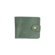 Portfele - Zielony portfel ręcznie uszyty ze skóry na bilon i karty. - miniaturka - grafika 1