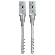 Kołki - VidaXL Kołki gruntowe, 2 szt., srebrne, 7x7x56 cm, stal galwanizowana - miniaturka - grafika 1