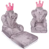 Krzesła obrotowe dla dzieci - PLUSZOWY FOTELIK ROZKŁADANY DO LEŻENIA, KRZESEŁKO PUFA TRON FOTEL DZIECIĘCY - miniaturka - grafika 1