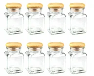 Pojemniki kuchenne - 8x Słoiki na przyprawy 150 ml z eleganckim drewnianym zamknięciem - miniaturka - grafika 1