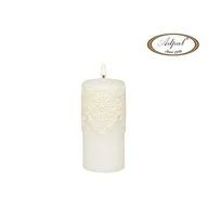 Świece - Świeca pieńkowa 15 x 7 cm koronka IV lakier matowy biała - miniaturka - grafika 1