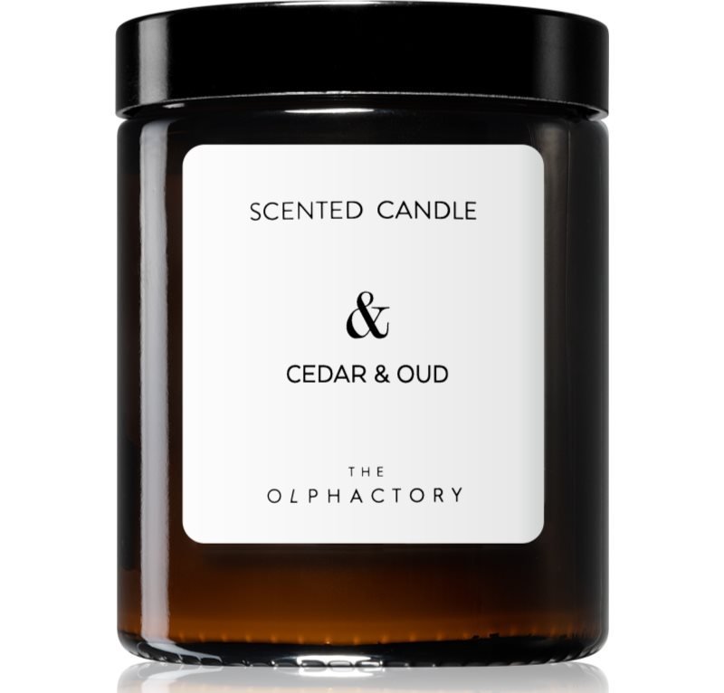 Świeca zapachowa Olphactory, Zeder & Oud, o zapachu drzewnym, waga: 135 g