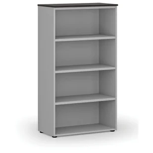 Regał biurowy PRIMO GRAY, 1434 x 800 x 420 mm, szary/wenge - Regały biurowe - miniaturka - grafika 1