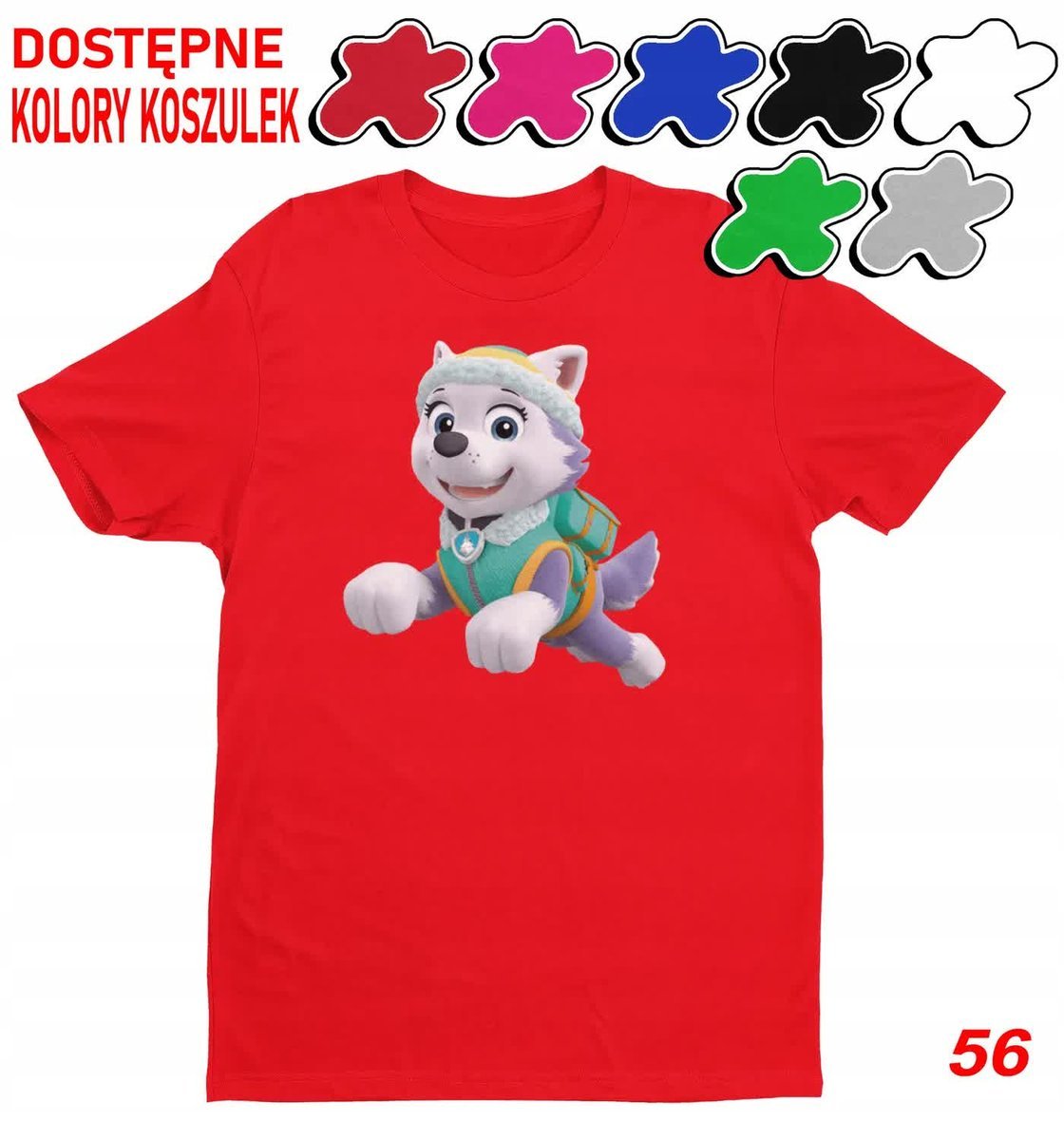 Dziecięca Koszulka Duży Wybór Psi Patrol Zuma Rubble Everest -M 134-140