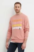 Bluzy męskie - Lacoste bluza bawełniana męska kolor różowy z nadrukiem - miniaturka - grafika 1
