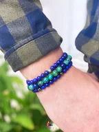 Bransolety męskie - Bransoletka Męska Lapis Lazuli Niebieski - miniaturka - grafika 1