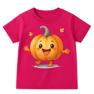 Koszulki dla dziewczynek - Fuksjowa koszulka dla dziewczynki z dynią - WZÓR DYNIA67 - miniaturka - grafika 1