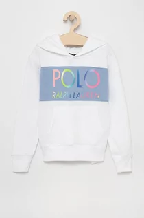 Bluzy damskie - Ralph Lauren Polo Polo Bluza dziecięca kolor biały z kapturem z nadrukiem - grafika 1