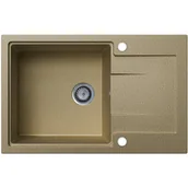 Zlewozmywaki - EOS Zlewozmywak granitowy jednokomorowy z ociekaczem DURAN piaskowy - miniaturka - grafika 1