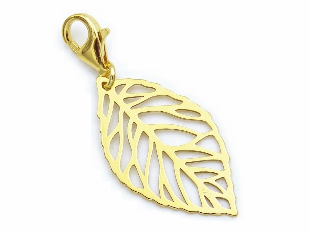 Pozłacany charms ażurowy liść