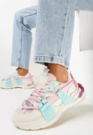 Sneakersy damskie - Zielone Sneakersy z Elastycznym Sznurowaniem i Ozdobnymi Taśmami Jarlele - miniaturka - grafika 1