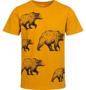 Moda i Uroda OUTLET - Męski t-shirt z krótkim rękawem, z niedźwiedziem, musztardowy - miniaturka - grafika 1