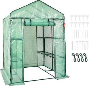 VEVOR szklarnia foliowa 141x141x200cm szklarnia pomidorowa udźwig 15kg szklarnia domek ogrodowy zimna rama materiał PE rura stalowa domek pomidorowy szklarnia warzywna z 4 półkami domek na rośliny - Szklarnie ogrodowe - miniaturka - grafika 1
