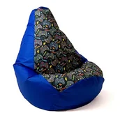 Fotele i pufy dla dzieci - Pufa worek GO GIFT Grusza Druk Pad Player Chabrowy XL 130 x 90 cm - miniaturka - grafika 1