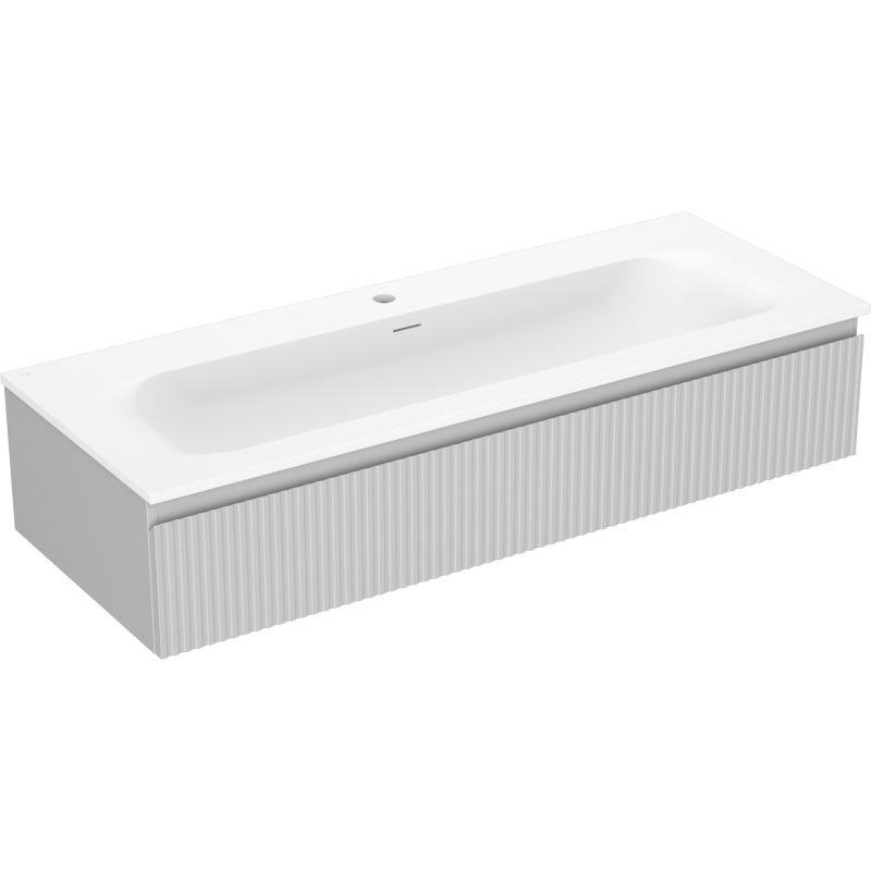 Mexen Rivel szafka łazienkowa 120 cm z umywalką Vela, 1 szuflada, ryflowana , szara mat/biała mat - 91A20-12023-1-BF62-W23M01