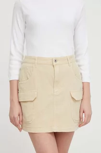 Spódnice - Pepe Jeans spódnica kolor beżowy mini prosta - grafika 1