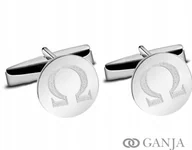 Spinki do mankietów i krawatów - Spinki srebrne do mankietów 925 rodowane SP43 omega - miniaturka - grafika 1