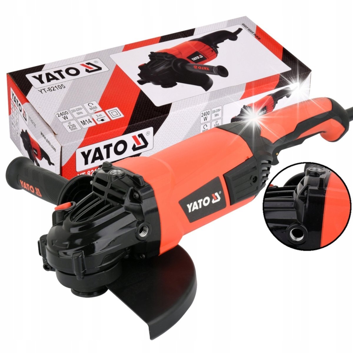 YATO SZLIFIERKA KĄTOWA KĄTÓWKA RĘCZNA 2400W 230MM 6600RPM PRZEWÓD 3M IPX0