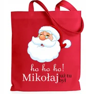 Torby i wózki na zakupy - Torba Eko Shoper Świąteczny Prezent Czerwona Hohoho Mikołajk Już Tu Był Wz - miniaturka - grafika 1