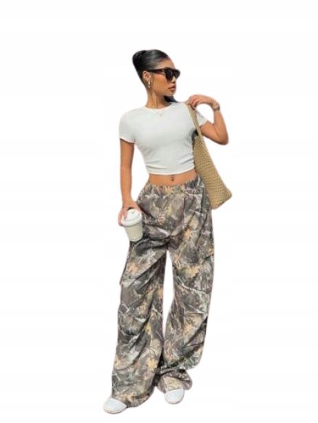 SHEIN SPODNIE CASUAL PALAZZO Z GUMKĄ W PASIE WZÓR 36 1JC