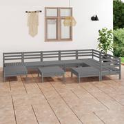 Meble ogrodowe - vidaXL Lumarko 10-cz. zestaw wypoczynkowy do ogrodu, szary, drewno sosnowe - miniaturka - grafika 1