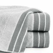 Ręczniki - Ręcznik bawełniany 30x50 PATI srebrny w pasy z szeroką żakardową bordiurą - miniaturka - grafika 1