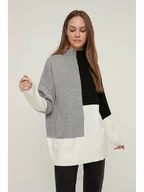 Swetry damskie - trendyol Sweter w kolorze szaro-czarno-białym - miniaturka - grafika 1
