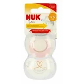 Smoczki uspokajające - Nuk Smoczek uspokajający silikonowy 0-6m Star 10730713 2 szt. - miniaturka - grafika 1