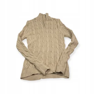 Sweter Męski Old Money - Rozmiar 2XL- Beżowy Golf na Zamek - Swetry męskie - miniaturka - grafika 1