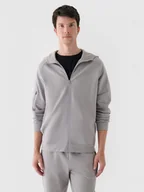 Bluzy sportowe męskie - Męska bluza dresowa rozpinana z kapturem 4F 4FRAW24TSWSM1820 - szara - miniaturka - grafika 1