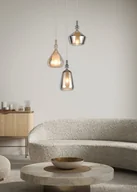 Lampy sufitowe - ALDEA 349430317 lampa wisząca kaskada różne klosze szkło chromowane i bursztynowe 3xE14 białe wykończenie - miniaturka - grafika 1